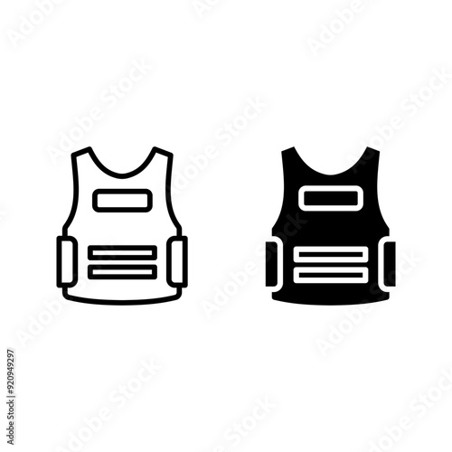 Reflective vest icon set. Safety vest icon color editable