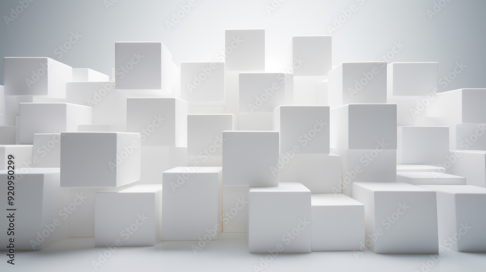 Collection of white cubes arranged randomly. Cubes background. Collection of white cubes arranged randomly. Cubes background.