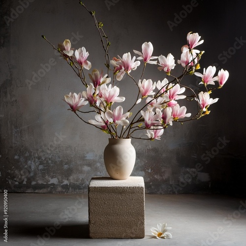 Buquet of flowers in elegant vase photo