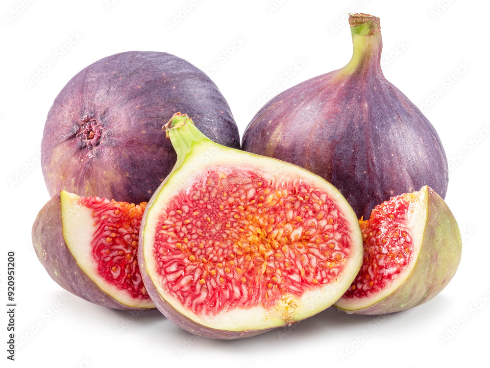 Fig fruits and slices of fig isolated on white background. Fig fruits and slices of fig isolated on white background.