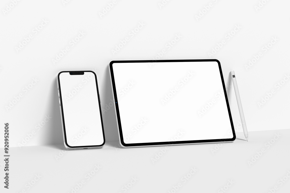 Tablet & phone mockup on a white background Tablet & phone mockup on a white background
