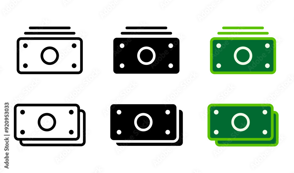 Fototapeta premium Money stack icon. Banknote bundle symbol. Paper money sign. Cash color illustration.