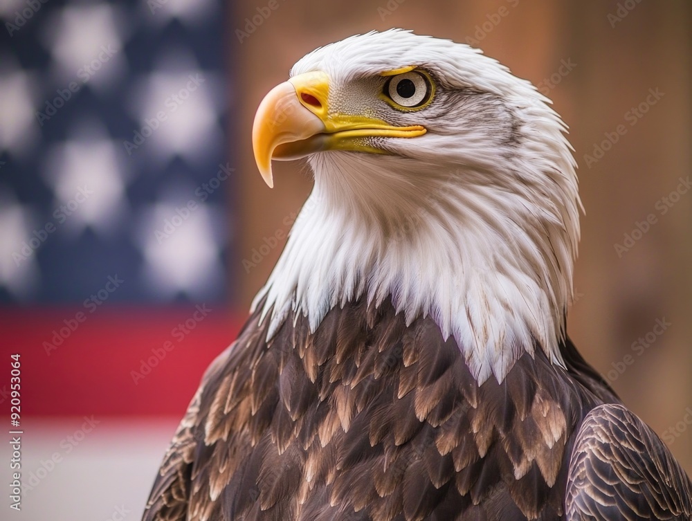 Fototapeta premium Eagle's Head on American Flag