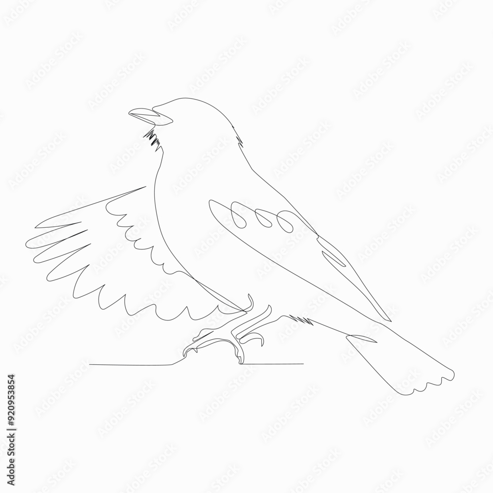 Bird drawing in one continuous line isolated on white background illustration minimal. Bird drawing in one continuous line isolated on white background illustration minimal.