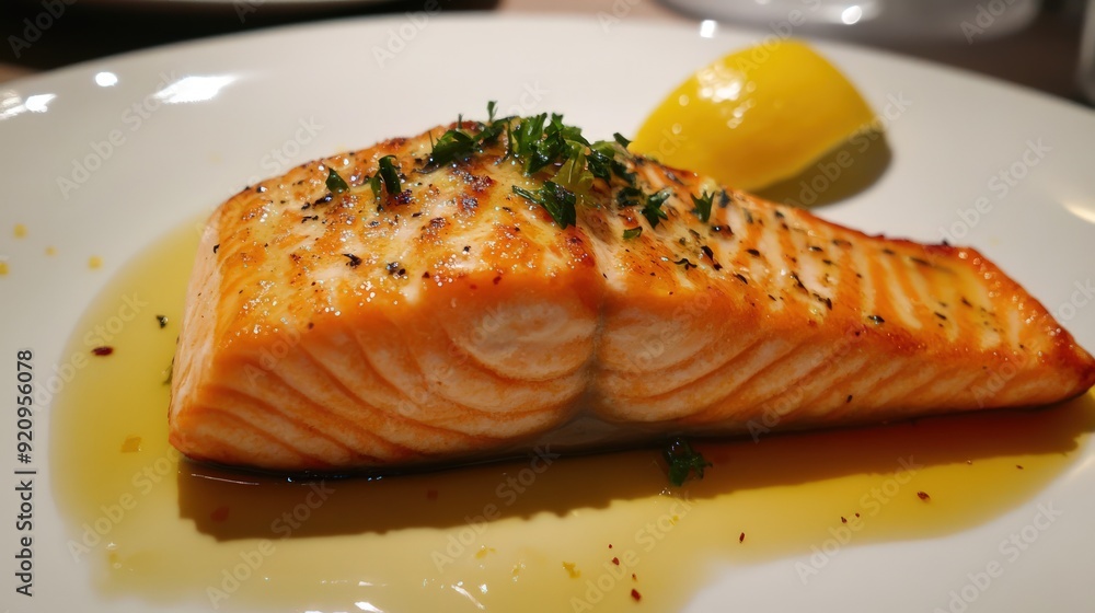 Grilled Salmon with Lemon Garnish Grilled Salmon with Lemon Garnish