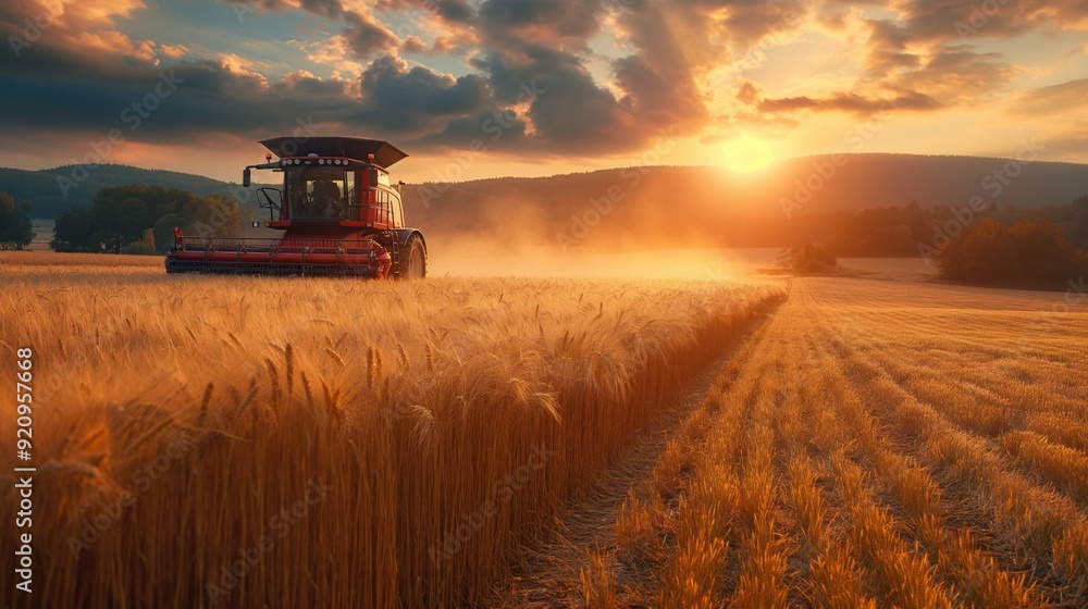 Fototapeta premium Lush and vibrant agricultural landscape with varied fields, patchy farmland and rolling hills. Agriculture. Planting, harvesting. Grains, vegetables, fruits. Agricultural industry