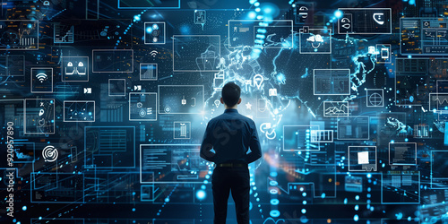 Comprehensive digital transformation in business strategy, emphasizing the integration of new technology such as IoT, big data, cloud computing, and automation for enhanced operational efficiency and 