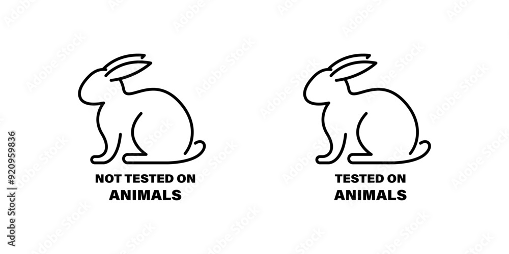 Not tested on animals icons. Cruelty-free icon. Ethical certification mark icon set. Not tested on animals icons. Cruelty-free icon. Ethical certification mark icon set.