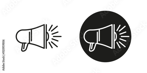 Megaphone vector icon set. Loudspeaker outline icons.