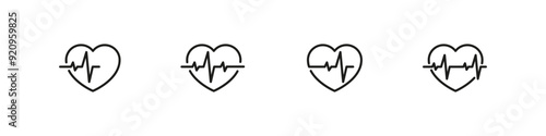 Heartbeat vector icon set. Heart beating icons.