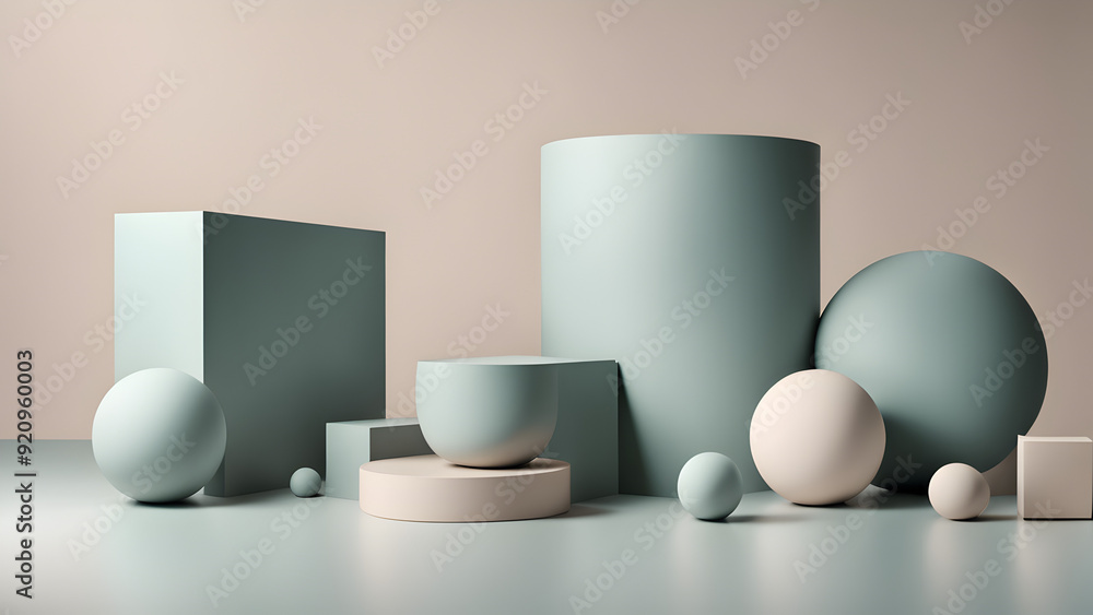 A simple yet sophisticated 3D rendering of geometric shapes arranged in a balanced composition, with muted colors and soft lighting, ideal for a clean and modern presentation background. A simple yet sophisticated 3D rendering of geometric shapes arranged in a balanced composition, with muted colors and soft lighting, ideal for a clean and modern presentation background.