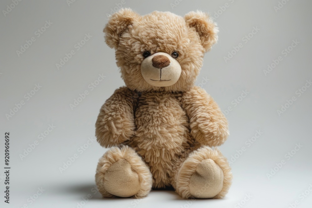 Adorable Teddy Bear Standing Alone on a White Background, Cute and Classic Stuffed Animal Adorable Teddy Bear Standing Alone on a White Background, Cute and Classic Stuffed Animal