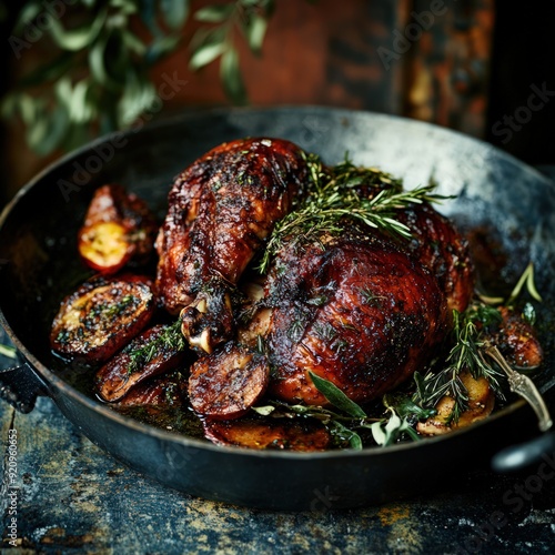 Roasted Chicken with Rosemary and Apples