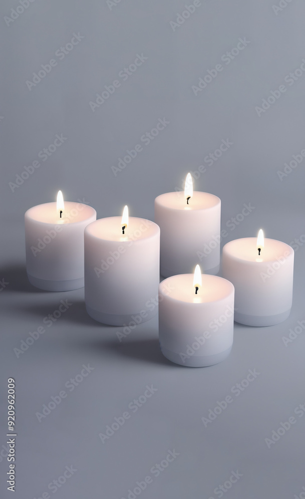 A collection of various lit wax candles of different sizes and colors. 3d illustration render. Warm and calming ambiance. Pastel colors. A collection of various lit wax candles of different sizes and colors. 3d illustration render. Warm and calming ambiance. Pastel colors.