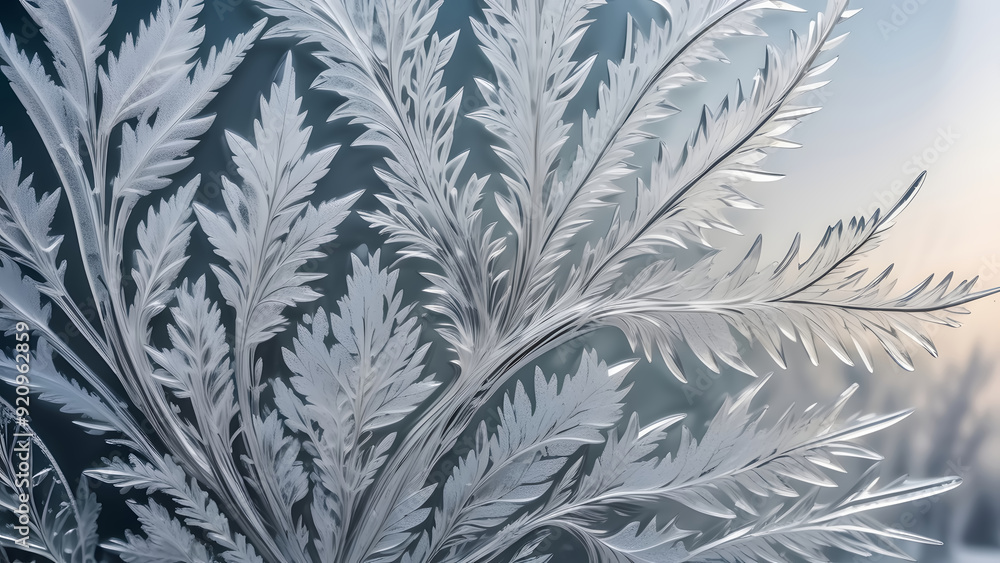 Seamless winter pattern of frost-covered branches with a floral design Seamless winter pattern of frost-covered branches with a floral design
