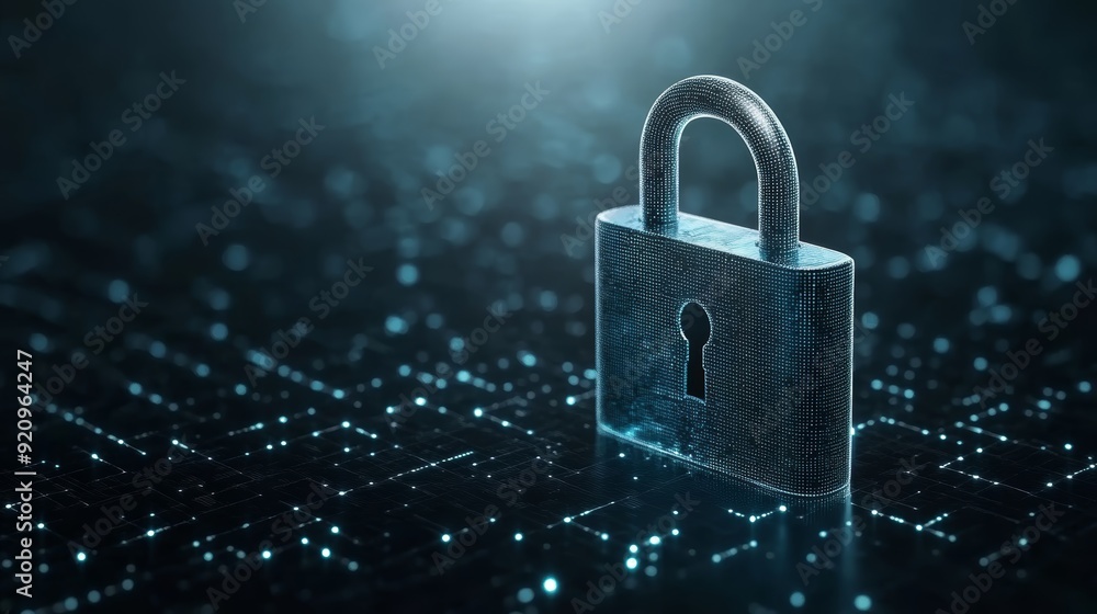 A silver padlock sits on a circuit board, representing digital security and data protection. A silver padlock sits on a circuit board, representing digital security and data protection.