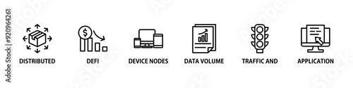 Edge computing banner web icon vector illustration concept with icon of distributed computing, application, device nodes, data volume, traffic and reduce costs