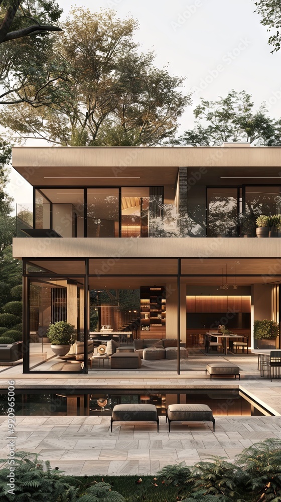 Minimalist urban villa with large, open spaces. Minimalist urban villa with large, open spaces.