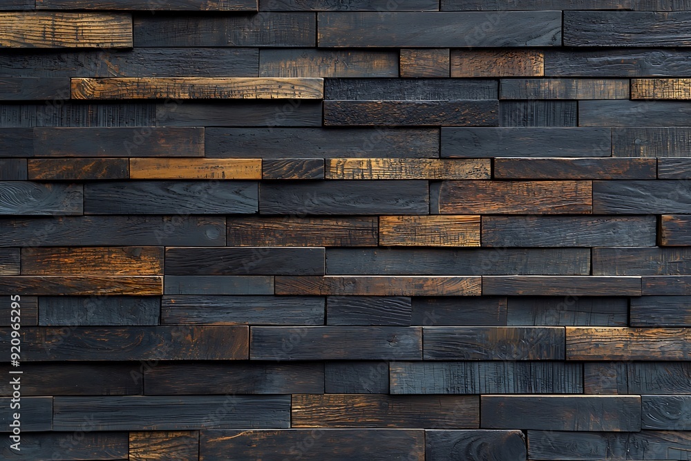 Black and brown burnt wood planks wall. Black and brown burnt wood planks wall.