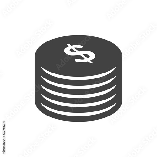 Dollar cents icon single coin, vector penny design element isolate.