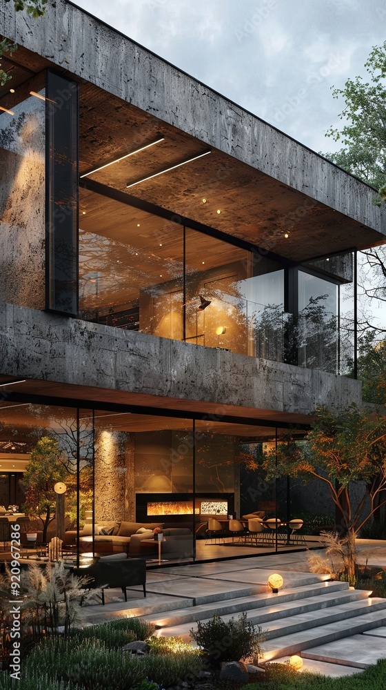 Minimalist urban villa with large, open spaces. Minimalist urban villa with large, open spaces.