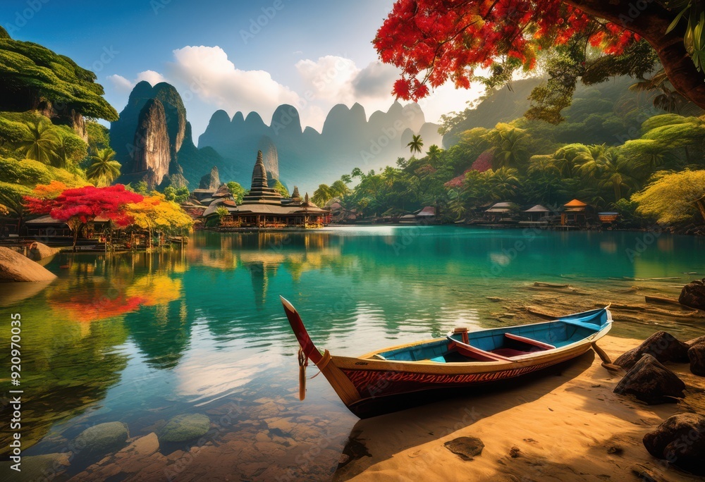 Naklejka premium breathtaking landscapes highlighting vibrant cultural treasures natural wonders across diverse environments, adventure, area, architecture, art, backdrop
