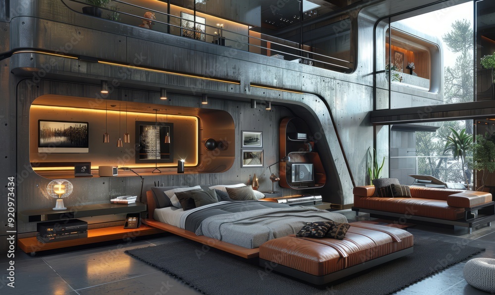 Tech Loft High-tech urban loft with state-of-the-art technology. Stock ...