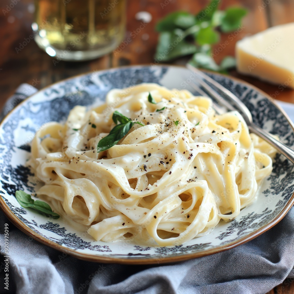 Creamy Alfredo Pasta with Fresh Basil and Parmesan Creamy Alfredo Pasta with Fresh Basil and Parmesan