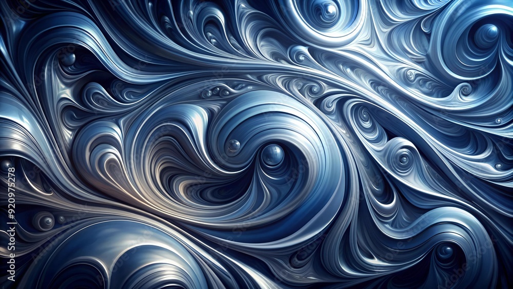 Abstract Symphony in Hues of Midnight Blue and Silver AI Generated Abstract Symphony in Hues of Midnight Blue and Silver AI Generated