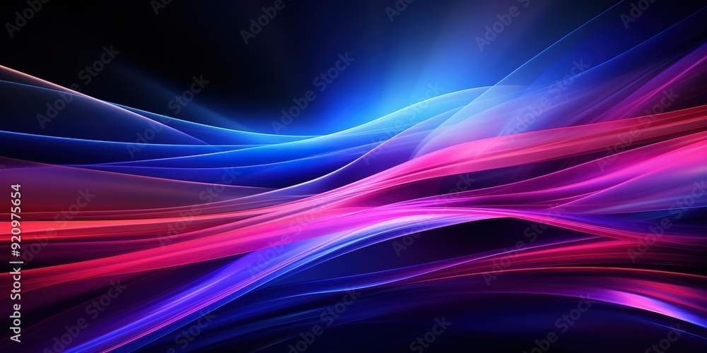 Fototapeta premium Abstract background with glowing neon lines in blue and pink hues.