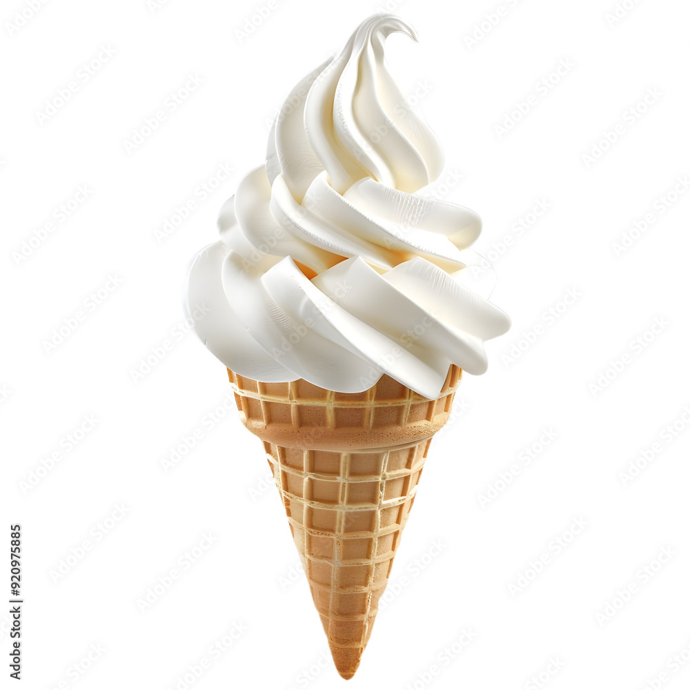 Vanilla cone ice cream Isolated on a white background.