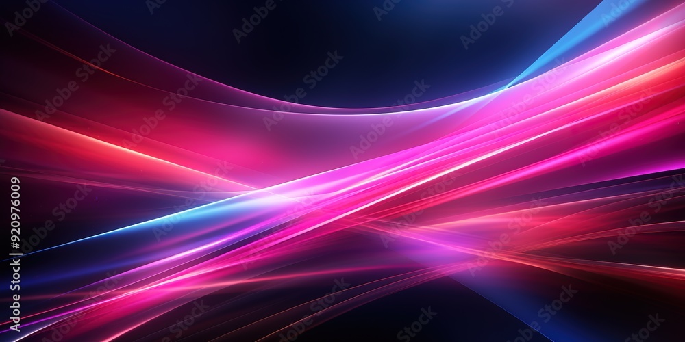Fototapeta premium Abstract background with glowing pink and blue lines.