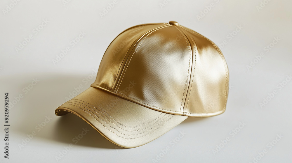 Fototapeta premium Isolated gold baseballcap on white background mockup