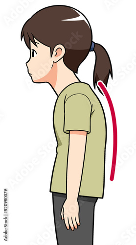 猫背　イラスト