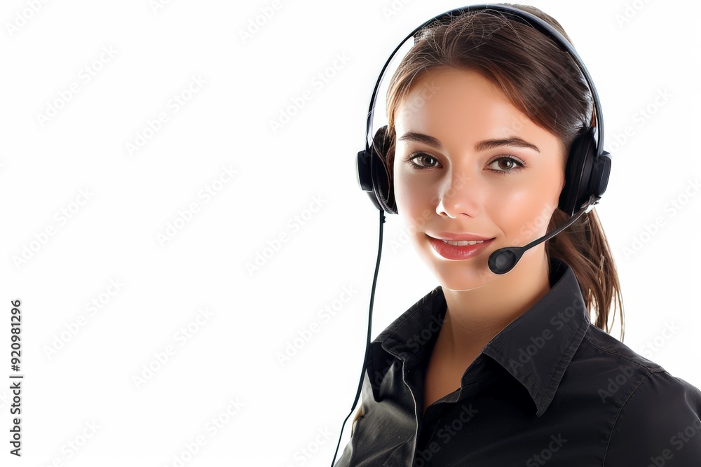 woman with headset customer service woman with headset customer service