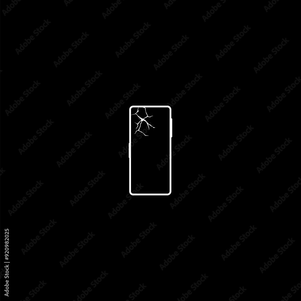 Fotografie Crack phone icon isolated on dark background