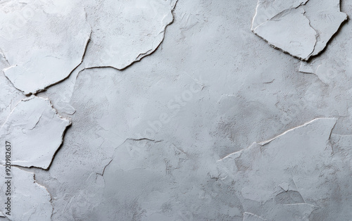 Abstract close-up of cracked and textured gray wall plaster, showcasing urban decay and aged surface details. photo