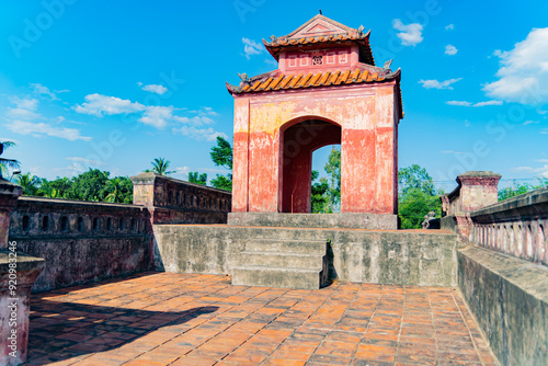 The gates of the ancient citadel.
The Dien Khanh Citadel is located 10 kilometers west of Nha Trang in Vietnam. The citadel was built in 1793.  photo