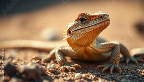 Desert, Lizard with Spiked Backrest Surrounded by Rocks