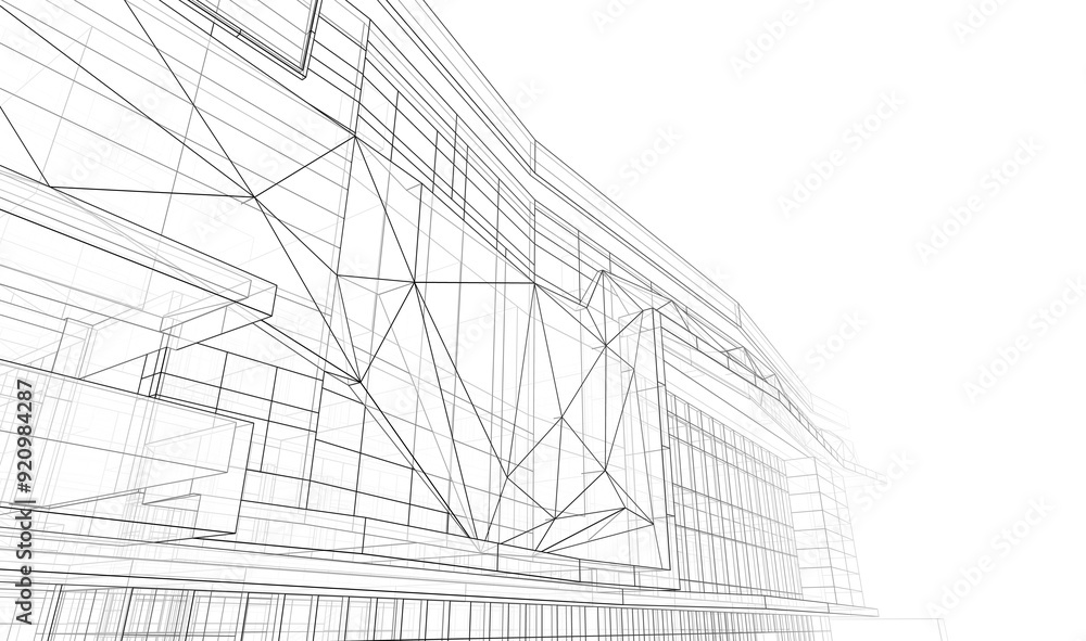 Fototapeta premium 3d rendering sketch of modern building 