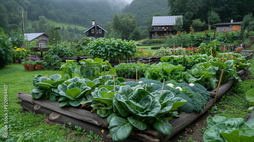 vegetable patch in autumn with sesonal vegetables photo