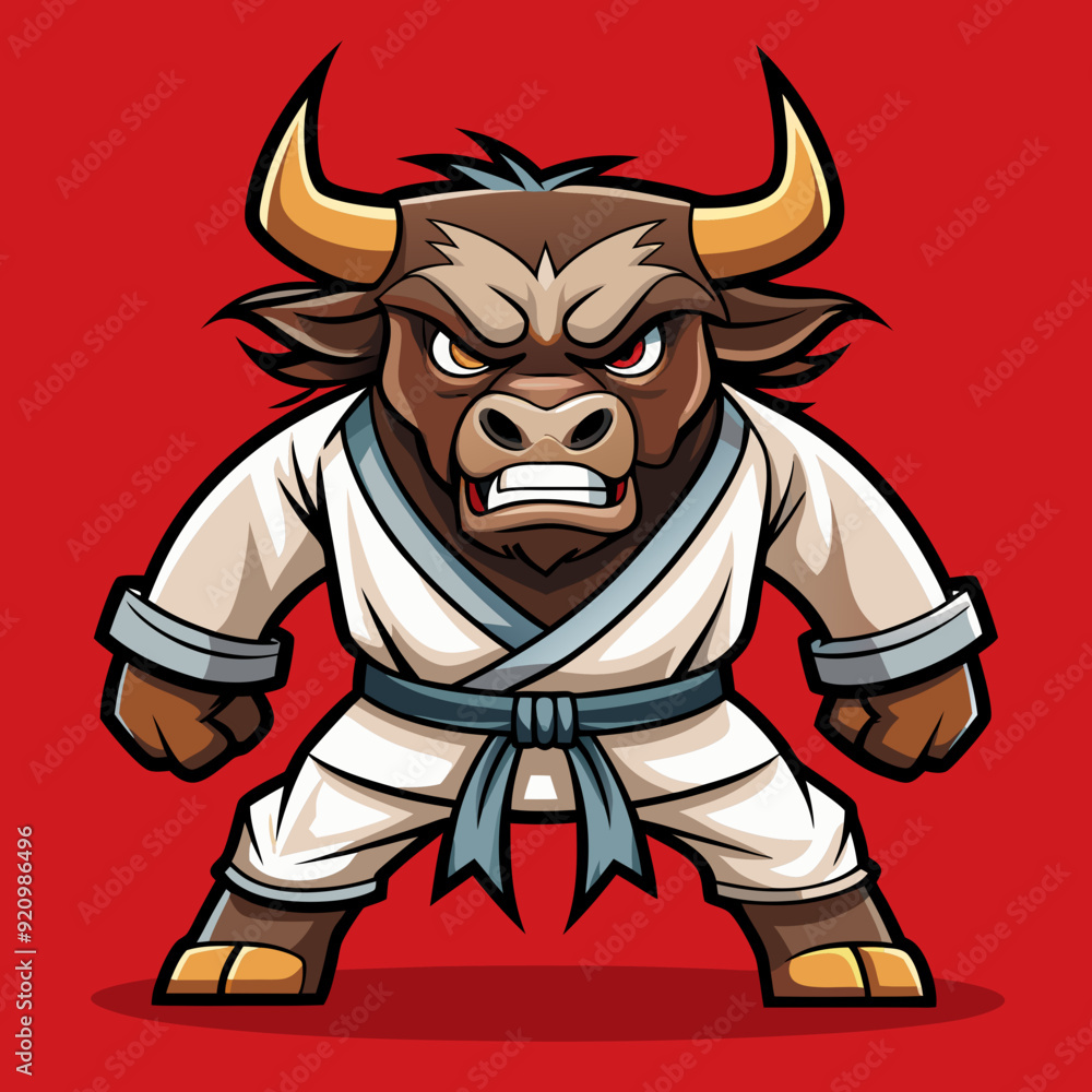 karate bull maskot in kimono karate bull maskot in kimono
