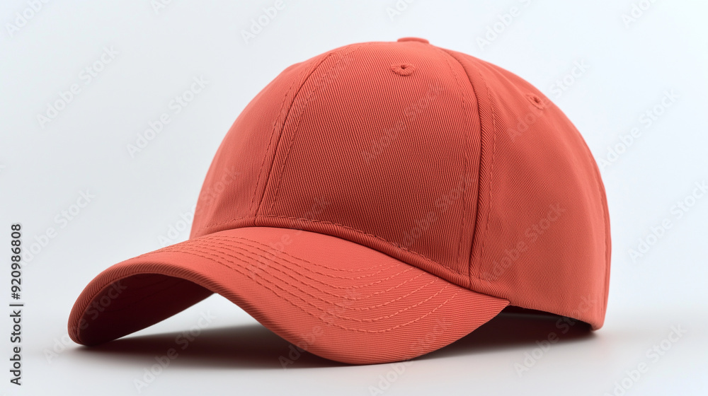 Isolated coral baseballcap on white background mockup Isolated coral baseballcap on white background mockup