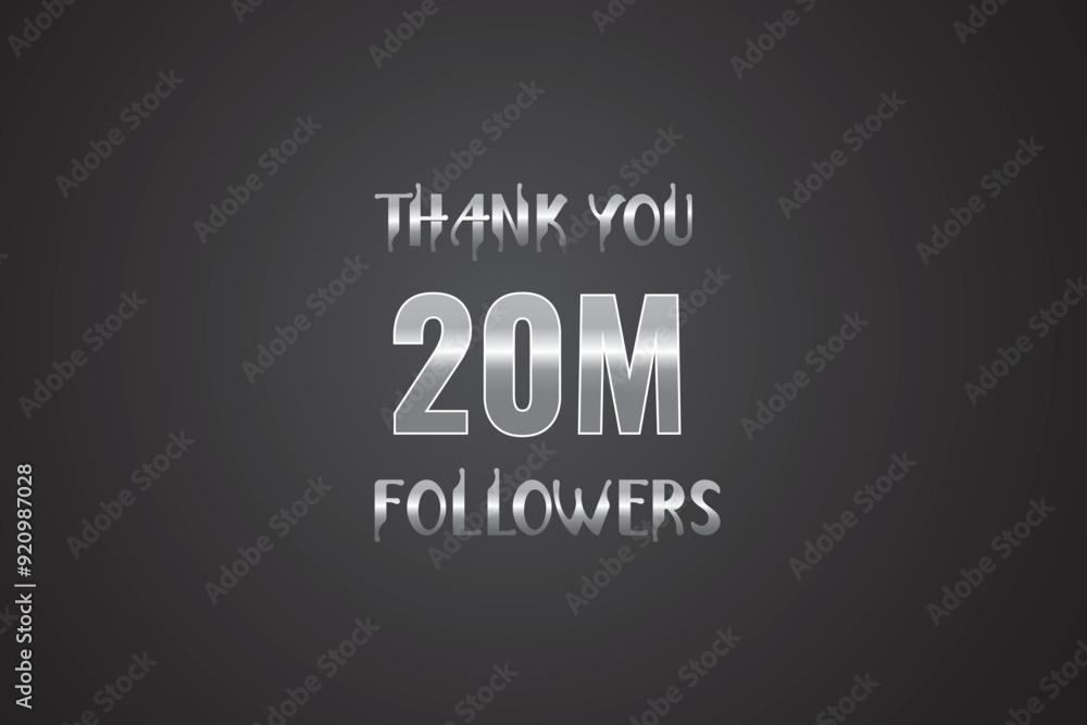 Fototapeta premium 2000000 OR 20m followers celebration. Thank you 2000000 followers congratulation template banner. banner for social 20m friends and followers. celebrate subscribers and followers. 