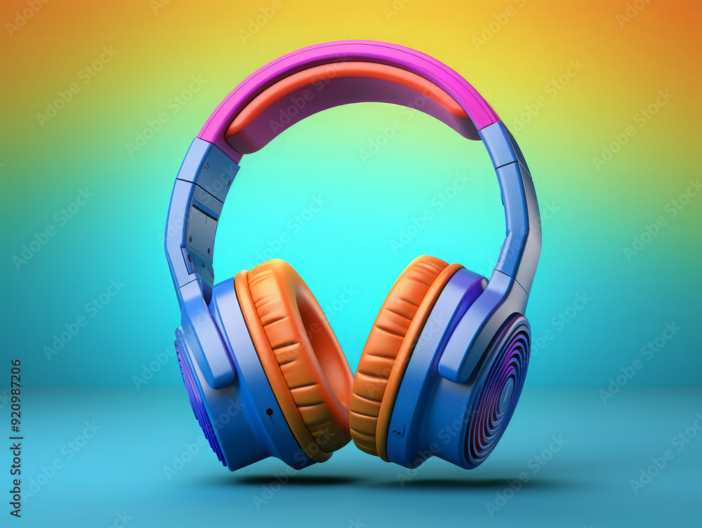Bright Green headphones with white musical notes Bright Green headphones with white musical notes