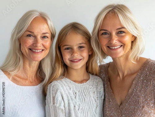 Family of three generations smiling at the camera