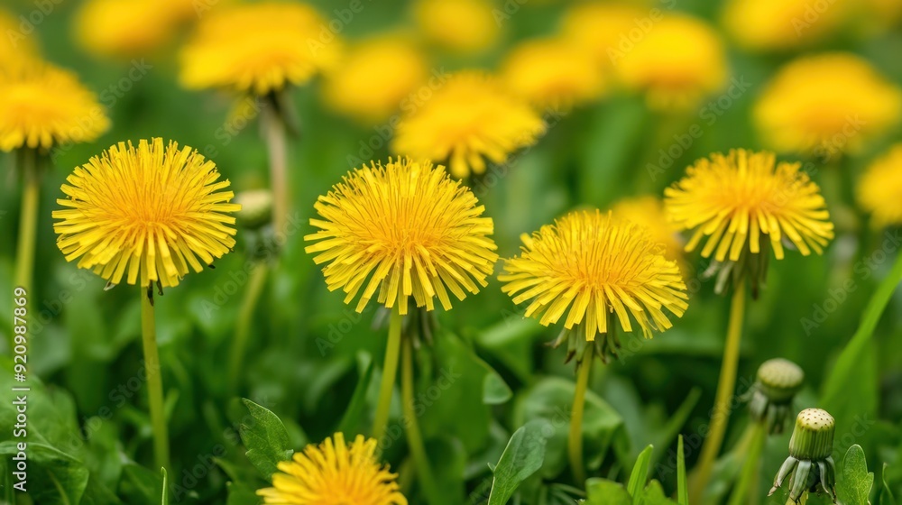 Yellow Dandelions in a Field