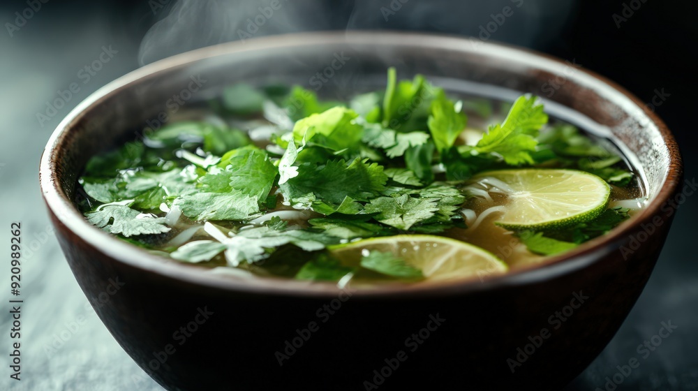 Vietnamese Pho Soup with Cilantro and Lime Vietnamese Pho Soup with Cilantro and Lime