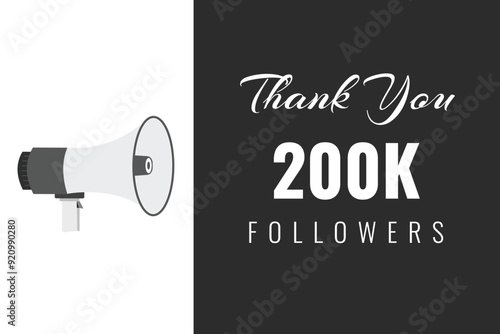 200000 OR 200k followers celebration. Thank you 200000 followers congratulation template banner. banner for social 200k friends and followers. celebrate subscribers and followers.
 photo