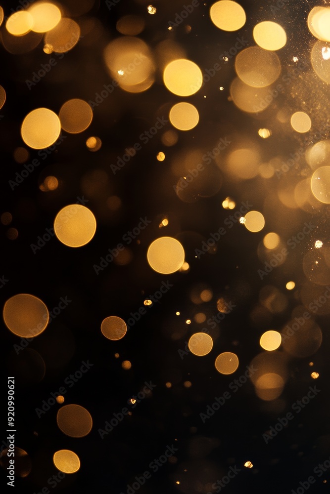Obraz premium Blurred golden bokeh on black background